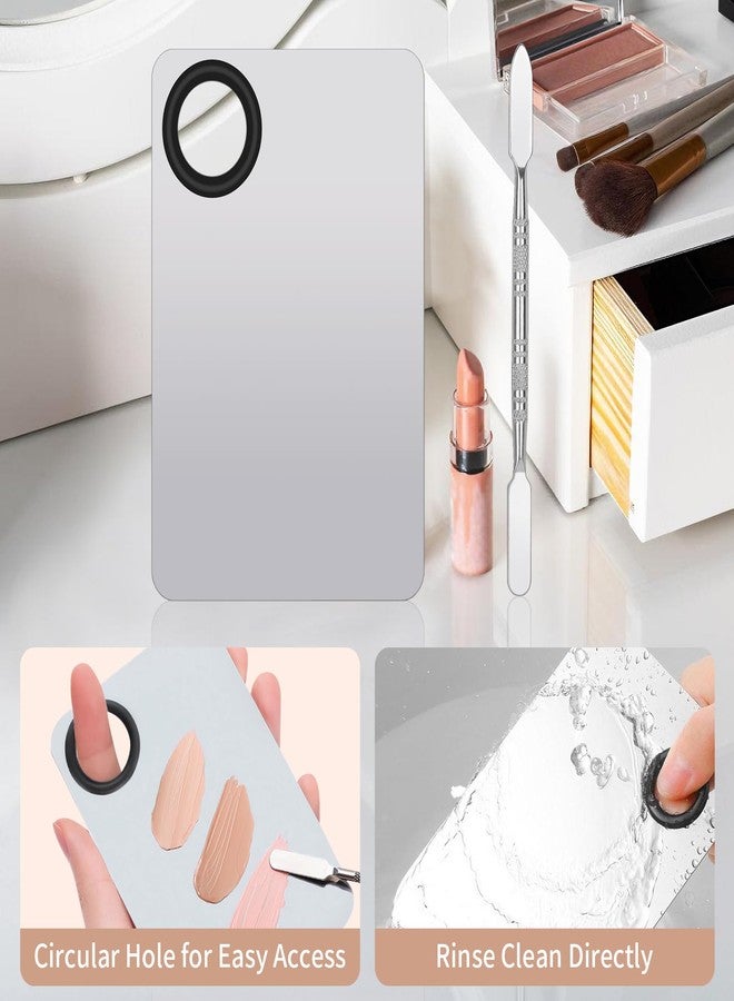 MixPeak Stainless Steel Cosmetic Makeup Palette,Foundation Spatula,Makeup Mixing Foundation Nail Mixing Palette,Professional Cosmetic Mixing Makeup Palettes Spatula Makeup Artist Tool（1 Pcs） - Image 3